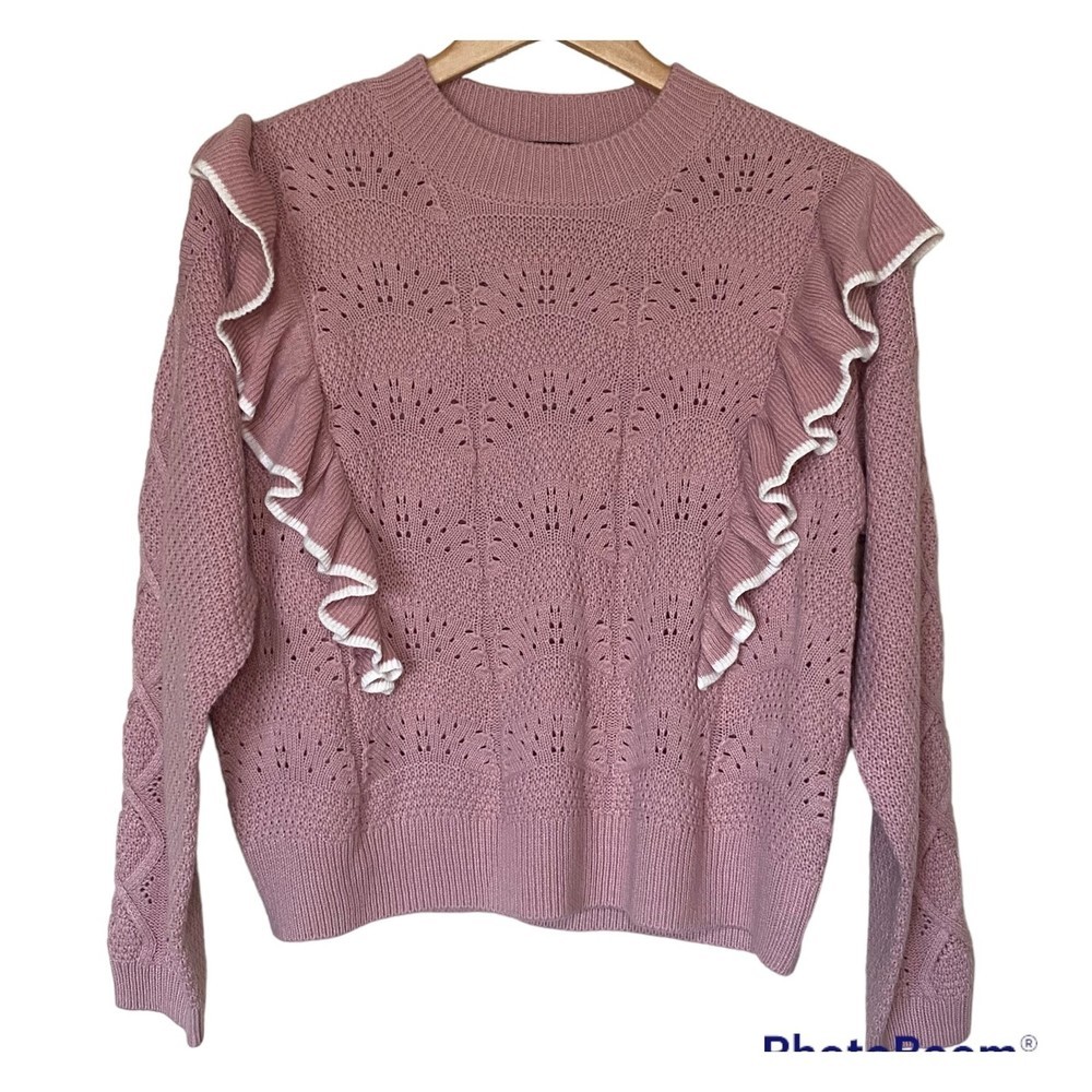 Marc New York Andrew Marc Pink Cream Ruffle Sweater XL